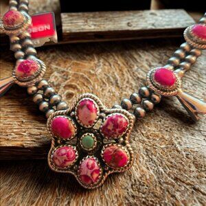 Sea Sediment Jasper Squash blossom necklace